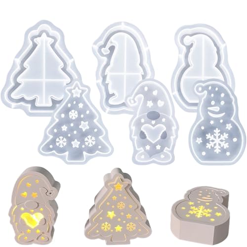 qixeuoa Weihnachts Silikonformen,3D Weihnachtsornament Formenset | Zement Gussform Kunsthandwerk Für Raum Wohnzimmer Tisch | Weihnachtsdekoration von qixeuoa