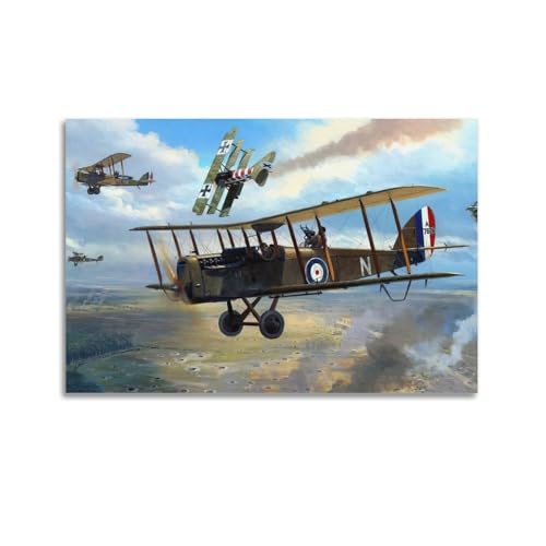 Poster, Motiv: Kampfflugzeug aus dem Ersten Weltkrieg, De Havilland DH4, Nr. 25 Sqdn Vs Jasta, 14 Poster, dekoratives Gemälde, Leinwand, Wandposter und Kunstdruck, moderne von qiyan