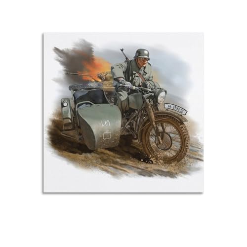 qiyan Vintage-Kunstposter aus dem Zweiten Weltkrieg, deutsches Motorrad-Poster, dekorative Malerei, Leinwand, Wandposter und Kunstdruck, moderne Familienschlafzimmer-Dekoration, Poster, 40 x 40 cm von qiyan