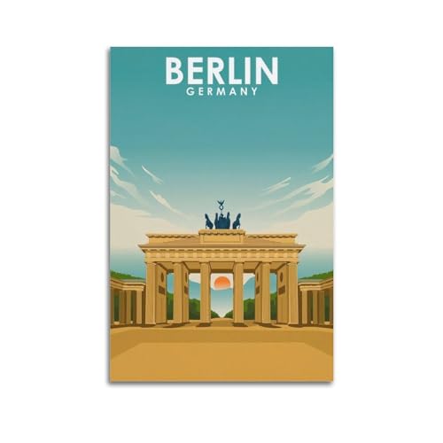 qiyan Vintage-Reiseposter, Motiv: Berlin, Deutschland, dekoratives Gemälde, Leinwand, Wandposter und Kunstdruck, moderne Familienschlafzimmer-Dekoration, Poster, 30 x 45 cm von qiyan