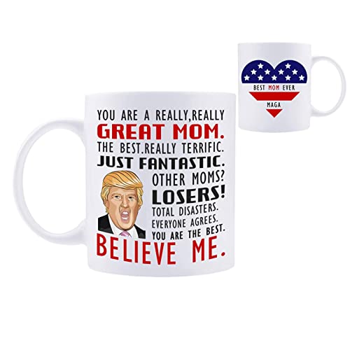 qiyifang Trump Kaffeetasse, lustige Keramik-Trump-Kaffeetasse | 350 ml Kaffeetasse Great Mom I Love You You are A Great Dad Republican Muttertag Geburtstag Eltern Geschenke von qiyifang