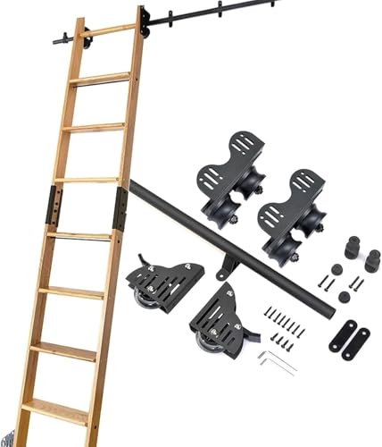Stand Up Tensible Rolling Library Ladder Kit 3,3-20ft Extension Kit Hardware Kit, Mobile Leiterschiene/Schiene mit Schienenverbinder, Gleitleiterschienen-Kit, Gleitrollensystem (16 von qloijnv