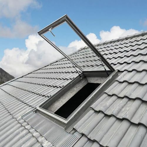 qodxcrfv Dachfenster Dachausstiegsluke aus Aluminium | Robustes Dachfenster zur Beleuchtung und Lüftung | Ideal als Notausstieg, für Dachwartung und als Kellerabdeckung(80×80cm) von qodxcrfv
