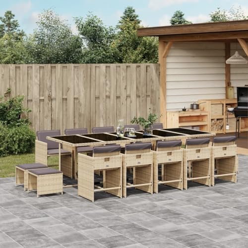 qohoio 15-TLG. Garten-Essgruppe mit Kissen GartenmöBel TerrassenmöBel Garten Sitzgruppe Essgruppe Garten MöBel Set Beigemischung Poly Rattan qohoio 15-TLG. Garten-Essgruppe mit Kissen GartenmöBel TerrassenmöBel Garten Sitzgruppe Essgruppe Garten MöBel Set Beigemischung Poly Rattan von qohoio