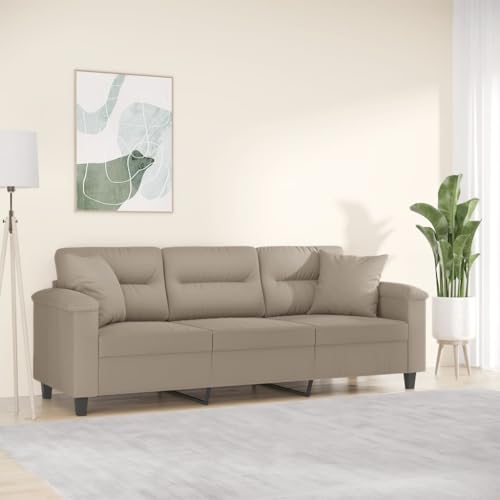 qohoio 3-Sitzer-Sofa mit Kissen Wohnzimmer Sofa Sitzecke Wohnzimmer Sofa Couch Sitzecke Taupe 180 cm Mikrofasergewebe von qohoio