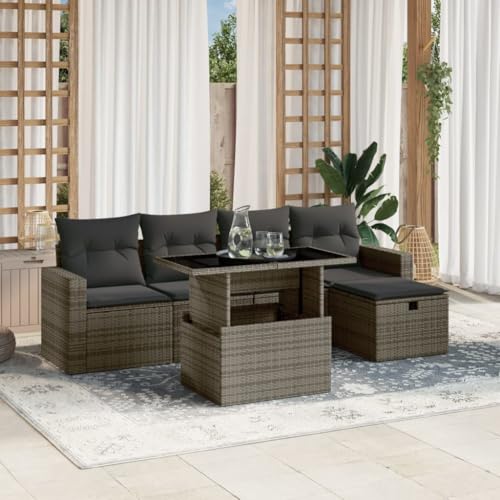 qohoio 6-TLG. Garten-Sofagarnitur mit Kissen Outdoor Gartenlounge TerrassenmöBel Garten LoungemöBel Set Lounge Sofa Grau Poly Rattan - 3274810 qohoio 6-TLG. Garten-Sofagarnitur mit Kissen Outdoor Gartenlounge TerrassenmöBel Garten LoungemöBel Set Lounge Sofa Grau Poly Rattan - 3274810 von qohoio