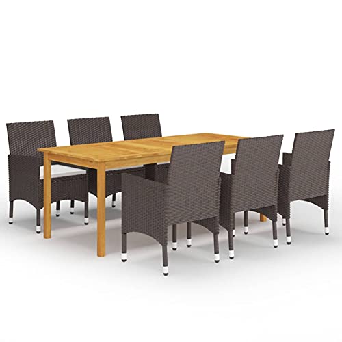 qohoio 7-TLG. Garten-Essgruppe Sitzgruppe Outdoor TerrassenmöBel Garten Essgruppe Garten MöBel Set Sitzgarnitur Garten Braun - 3067858 von qohoio
