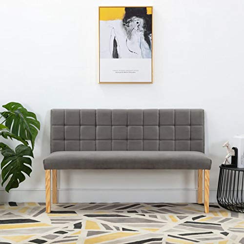 qohoio Bank 140 cm Grau Samt Eckbank Esszimmer Entryway Bench Sitzbank Esszimmer Sitzbank KüChe von qohoio
