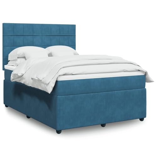qohoio Boxspringbett mit Matratze Bett Mit Matratze Betten Boxspringbett Mit Matratze Schlafzimmer Bett Blau 140x200 cm Samt - 3294662 von qohoio