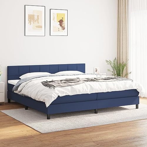qohoio Boxspringbett mit Matratze Bett Mit Matratze Betten Boxspringbett Mit Matratze Schlafzimmer Bett Blau 200x200 cm Stoff - 3140087 von qohoio