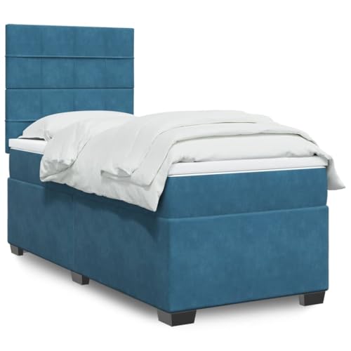qohoio Boxspringbett mit Matratze Bett Mit Matratze Betten Boxspringbett Mit Matratze Schlafzimmer Bett Blau 90x200 cm Samt - 3293114 von qohoio