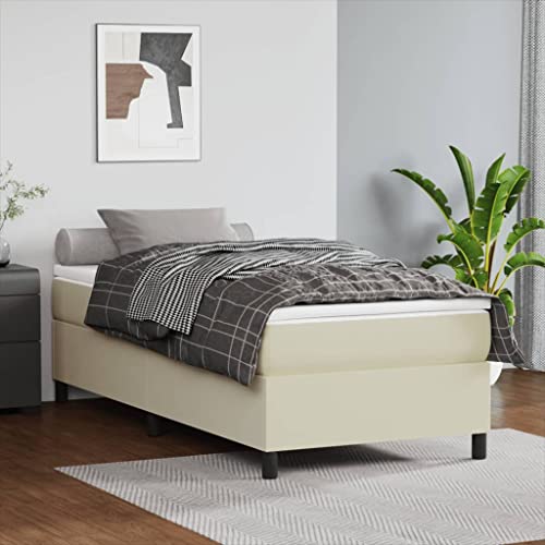 qohoio Boxspringbett mit Matratze Bett Mit Matratze Betten Boxspringbett Mit Matratze Schlafzimmer Bett Creme 100x200 cm Kunstleder - 3144592 von qohoio