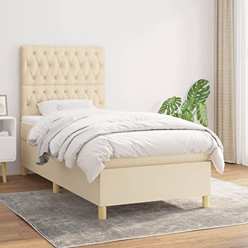 qohoio Boxspringbett mit Matratze Bett Mit Matratze Betten Boxspringbett Mit Matratze Schlafzimmer Bett Creme 100x200 cm Stoff - 3142558 von qohoio