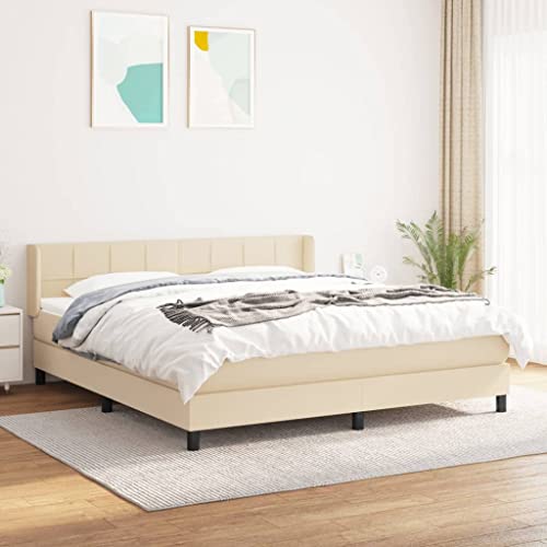 qohoio Boxspringbett mit Matratze Bett Mit Matratze Betten Boxspringbett Mit Matratze Schlafzimmer Bett Creme 180x200 cm Stoff - 3129734 von qohoio