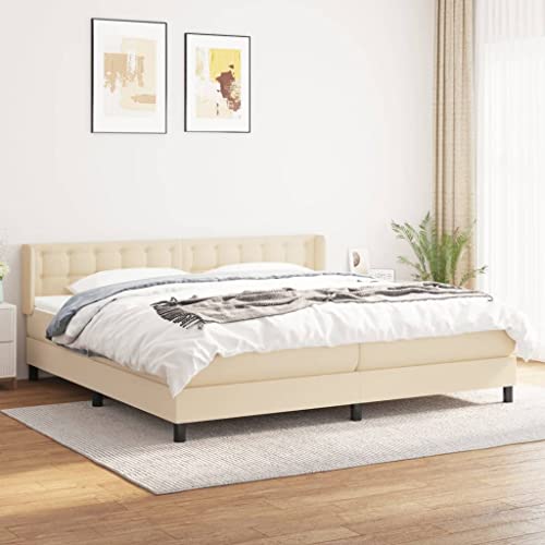 qohoio Boxspringbett mit Matratze Bett Mit Matratze Betten Boxspringbett Mit Matratze Schlafzimmer Bett Creme 200x200 cm Stoff - 3130062 von qohoio