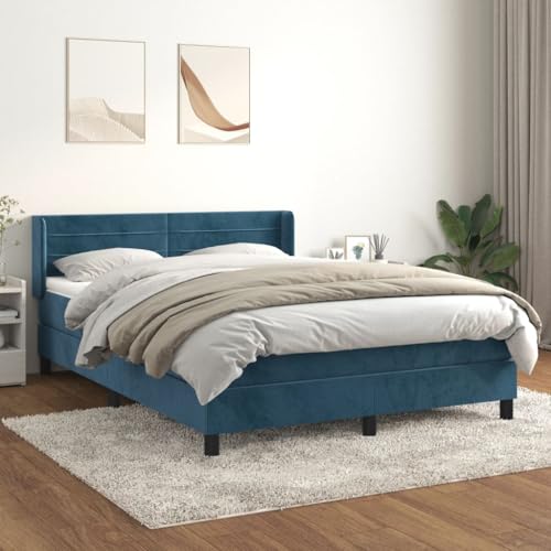qohoio Boxspringbett mit Matratze Bett Mit Matratze Betten Boxspringbett Mit Matratze Schlafzimmer Bett Dunkelblau 140x200 cm Samt - 3131025 von qohoio