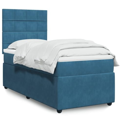 qohoio Boxspringbett mit Matratze Bett Mit Matratze Betten Boxspringbett Mit Matratze Schlafzimmer Bett Dunkelblau 90x200 cm Samt - 3292242 von qohoio