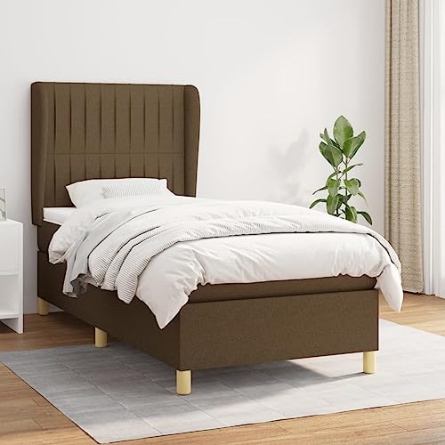 qohoio Boxspringbett mit Matratze Bett Mit Matratze Betten Boxspringbett Mit Matratze Schlafzimmer Bett Dunkelbraun 100x200 cm Stoff - 3128664 von qohoio