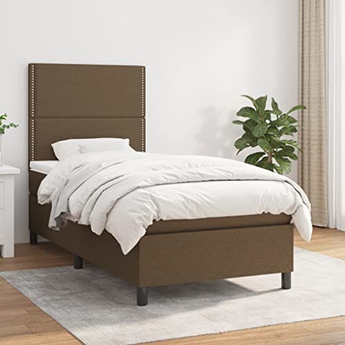 qohoio Boxspringbett mit Matratze Bett Mit Matratze Betten Boxspringbett Mit Matratze Schlafzimmer Bett Dunkelbraun 100x200 cm Stoff - 3141676 von qohoio