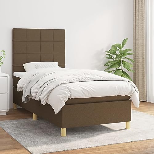 qohoio Boxspringbett mit Matratze Bett Mit Matratze Betten Boxspringbett Mit Matratze Schlafzimmer Bett Dunkelbraun 100x200 cm Stoff - 3142316 von qohoio