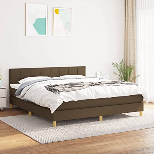 qohoio Boxspringbett mit Matratze Bett Mit Matratze Betten Boxspringbett Mit Matratze Schlafzimmer Bett Dunkelbraun 160x200 cm Stoff - 3140628 von qohoio