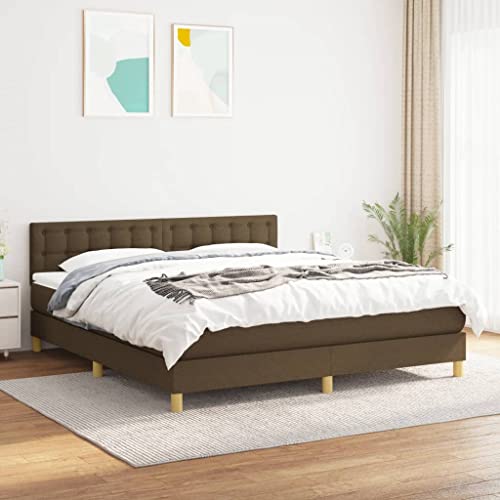 qohoio Boxspringbett mit Matratze Bett Mit Matratze Betten Boxspringbett Mit Matratze Schlafzimmer Bett Dunkelbraun 160x200 cm Stoff - 3140948 von qohoio