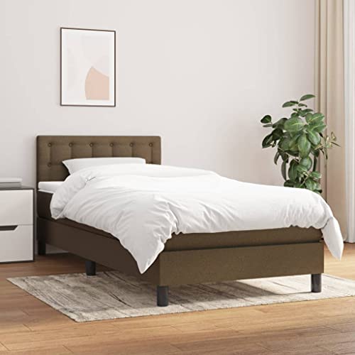 qohoio Boxspringbett mit Matratze Bett Mit Matratze Betten Boxspringbett Mit Matratze Schlafzimmer Bett Dunkelbraun 80x200 cm Stoff - 3140332 von qohoio