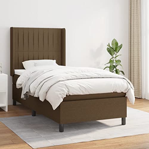 qohoio Boxspringbett mit Matratze Bett Mit Matratze Betten Boxspringbett Mit Matratze Schlafzimmer Bett Dunkelbraun 90x190 cm Stoff - 3131556 von qohoio