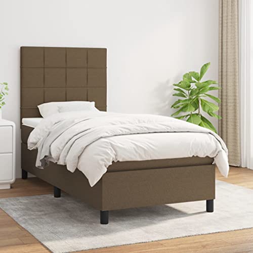 qohoio Boxspringbett mit Matratze Bett Mit Matratze Betten Boxspringbett Mit Matratze Schlafzimmer Bett Dunkelbraun 90x190 cm Stoff - 3141740 von qohoio