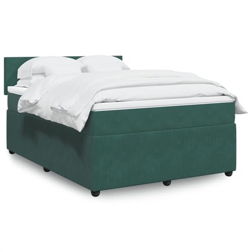 qohoio Boxspringbett mit Matratze Bett Mit Matratze Betten Boxspringbett Mit Matratze Schlafzimmer Bett Dunkelgrün 140x200 cm Samt - 3287755 von qohoio