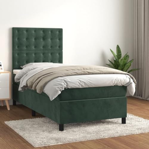 qohoio Boxspringbett mit Matratze Bett Mit Matratze Betten Boxspringbett Mit Matratze Schlafzimmer Bett Dunkelgrün 80x200 cm Samt - 3143232 von qohoio