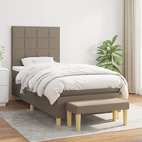 qohoio Boxspringbett mit Matratze Bett Mit Matratze Betten Boxspringbett Mit Matratze Schlafzimmer Bett Taupe 100x200 cm Stoff von qohoio