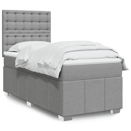qohoio Boxspringbett mit Matratze Betten Mit Matratze Schlafzimmer Bett Boxspringbett Mit Matratze Hellgrau 90x190 cm Stoff - 3293837 von qohoio