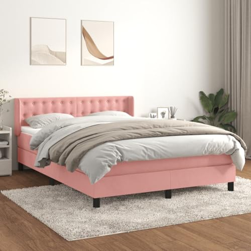 qohoio Boxspringbett mit Matratze Boxspringbett Bett Mit Matratze Betten Box Spring Bett Betten Mit Matratze Rosa 140x190 cm Samt - 3131200 von qohoio