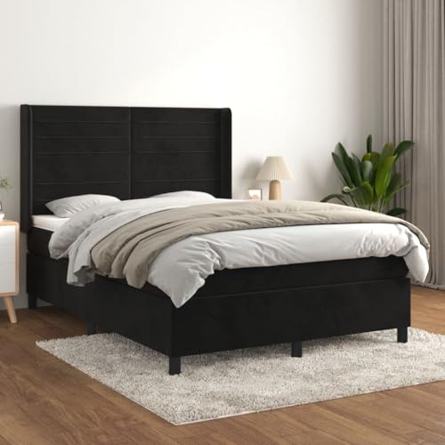 qohoio Boxspringbett mit Matratze Boxspringbett Bett Mit Matratze Betten Box Spring Bett Betten Mit Matratze Schwarz 140x200 cm Samt - 3132743 von qohoio