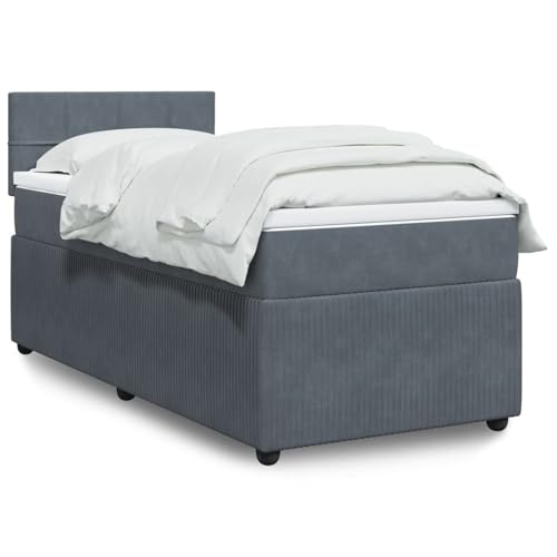 qohoio Boxspringbett mit Matratze Dunkelgrau 80x200 cm Bett Boxspringbett Bett Mit Matratze Schlafzimmer MöBel Polsterbett Samt - 3287591 von qohoio