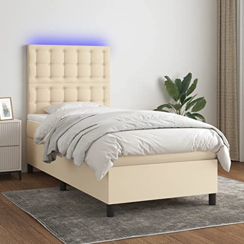 qohoio Boxspringbett mit Matratze & LED Bett Mit Matratze Boxspringbett Betten Box Spring Bett Betten Mit Matratze Creme 90x190 cm Stoff - 3135162 qohoio Boxspringbett mit Matratze & LED Bett Mit Matratze Boxspringbett Betten Box Spring Bett Betten Mit Matratze Creme 90x190 cm Stoff - 3135162 von qohoio