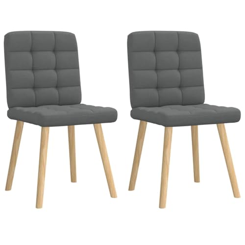 qohoio Esszimmerstühle 2 STK. EsszimmermöBel Esszimmerstuhl Dining Chair Esszimmer StüHle EsszimmerstüHlen Dunkelgrau Stoff - 4101092 von qohoio