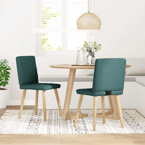 qohoio Esszimmerstühle 2 STK. EsszimmermöBel Esszimmerstuhl Dining Chair Esszimmer StüHle EsszimmerstüHlen Dunkelgrün Stoff - 4101126 von qohoio