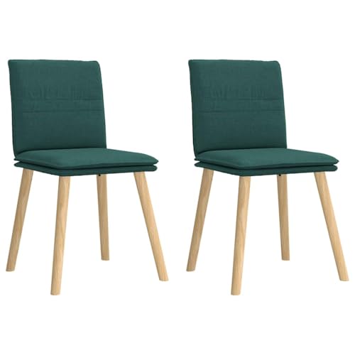 qohoio Esszimmerstühle 2 STK. EsszimmermöBel Esszimmerstuhl Dining Chair Esszimmer StüHle EsszimmerstüHlen Dunkelgrün Stoff - 4101260 von qohoio