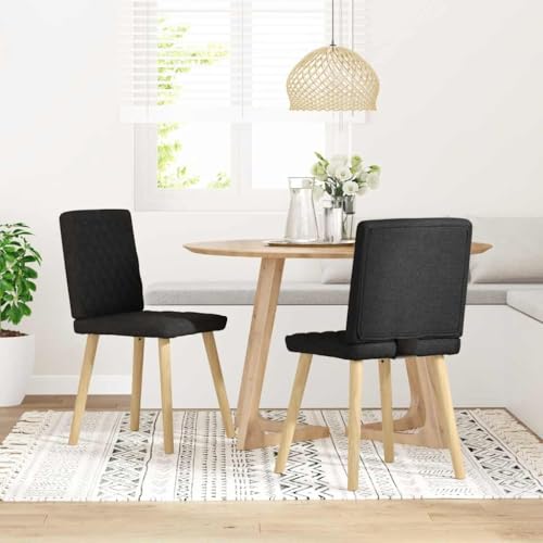 qohoio Esszimmerstühle 2 STK. EsszimmermöBel Esszimmerstuhl Dining Chair Esszimmer StüHle EsszimmerstüHlen Schwarz Stoff - 4101123 von qohoio