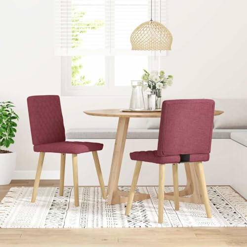 qohoio Esszimmerstühle 2 STK. EsszimmermöBel Esszimmerstuhl Dining Chair Esszimmer StüHle EsszimmerstüHlen Weinrot Stoff - 4101124 von qohoio