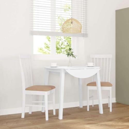 qohoio Esszimmerstühle mit Kissen 2 STK. EsszimmermöBel Esszimmerstuhl Dining Chair Esszimmer StüHle EsszimmerstüHlen Weiß Massivholz Gummibaum - 4102506 von qohoio