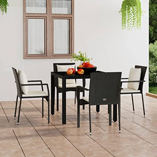 qohoio Gartenstühle mit Kissen Garten StüHle Terassenstuhl AußEn GartenstüHle Balkon Stuhl 4 STK. Poly Rattan Schwarz von qohoio
