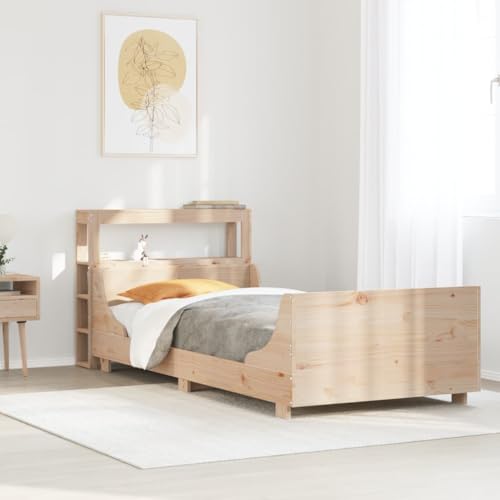 qohoio Massivholzbett ohne Matratze Bed Frame Bettgestell Massivholzbett Betten Holzbett 75x190 cm Kiefernholz - 3306483 von qohoio