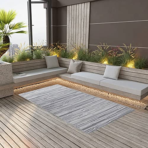 qohoio Outdoor-Teppich Balkonteppich Outdoor LäUfer Outdoor Teppich LäUfer Grau 120x180 cm PP - 310437 von qohoio