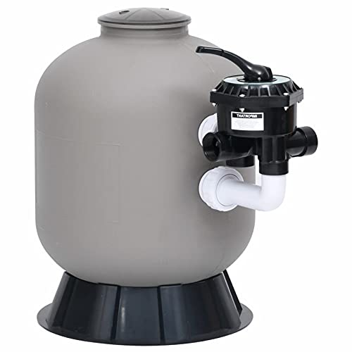 qohoio Pool-Sandfilter mit seitlich montiertem 6-Wege-Ventil Sand FüR Pool Sandfilteranlage Poolpumpe Sandfilter Grau von qohoio