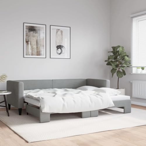 qohoio Tagesbett Ausziehbar Bett Ausziehbar Daybed Tagesbett Ausziehbar Sofabett Ausziehbares Bett Hellgrau 80x200 cm Stoff qohoio Tagesbett Ausziehbar Bett Ausziehbar Daybed Tagesbett Ausziehbar Sofabett Ausziehbares Bett Hellgrau 80x200 cm Stoff von qohoio
