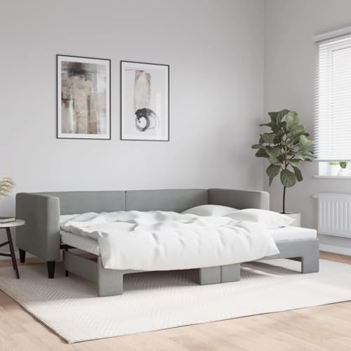 qohoio Tagesbett Ausziehbar Bett Ausziehbar Daybed Tagesbett Ausziehbar Sofabett Ausziehbares Bett Hellgrau 90x190 cm Stoff - 3196588 qohoio Tagesbett Ausziehbar Bett Ausziehbar Daybed Tagesbett Ausziehbar Sofabett Ausziehbares Bett Hellgrau 90x190 cm Stoff - 3196588 von qohoio