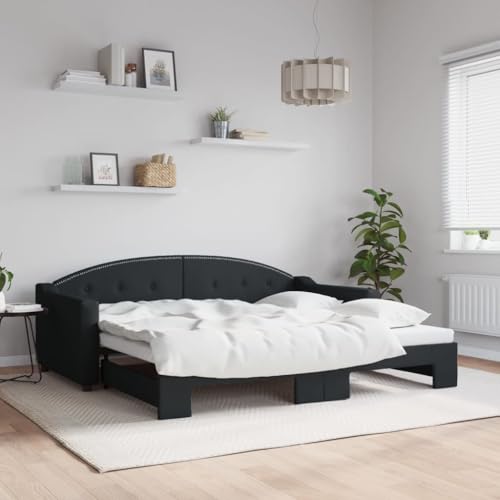 qohoio Tagesbett Ausziehbar Bett Ausziehbar Daybed Tagesbett Ausziehbar Sofabett Ausziehbares Bett Schwarz 90x190 cm Stoff - 3197542 qohoio Tagesbett Ausziehbar Bett Ausziehbar Daybed Tagesbett Ausziehbar Sofabett Ausziehbares Bett Schwarz 90x190 cm Stoff - 3197542 von qohoio